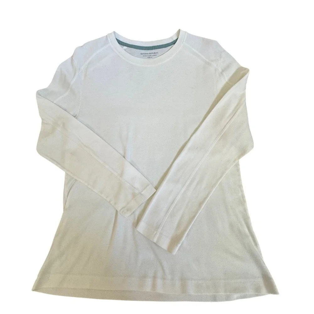 Banana‎ Republic Mens Long Sleeve Waffle Knit Thermal Shirt Cream Off White M